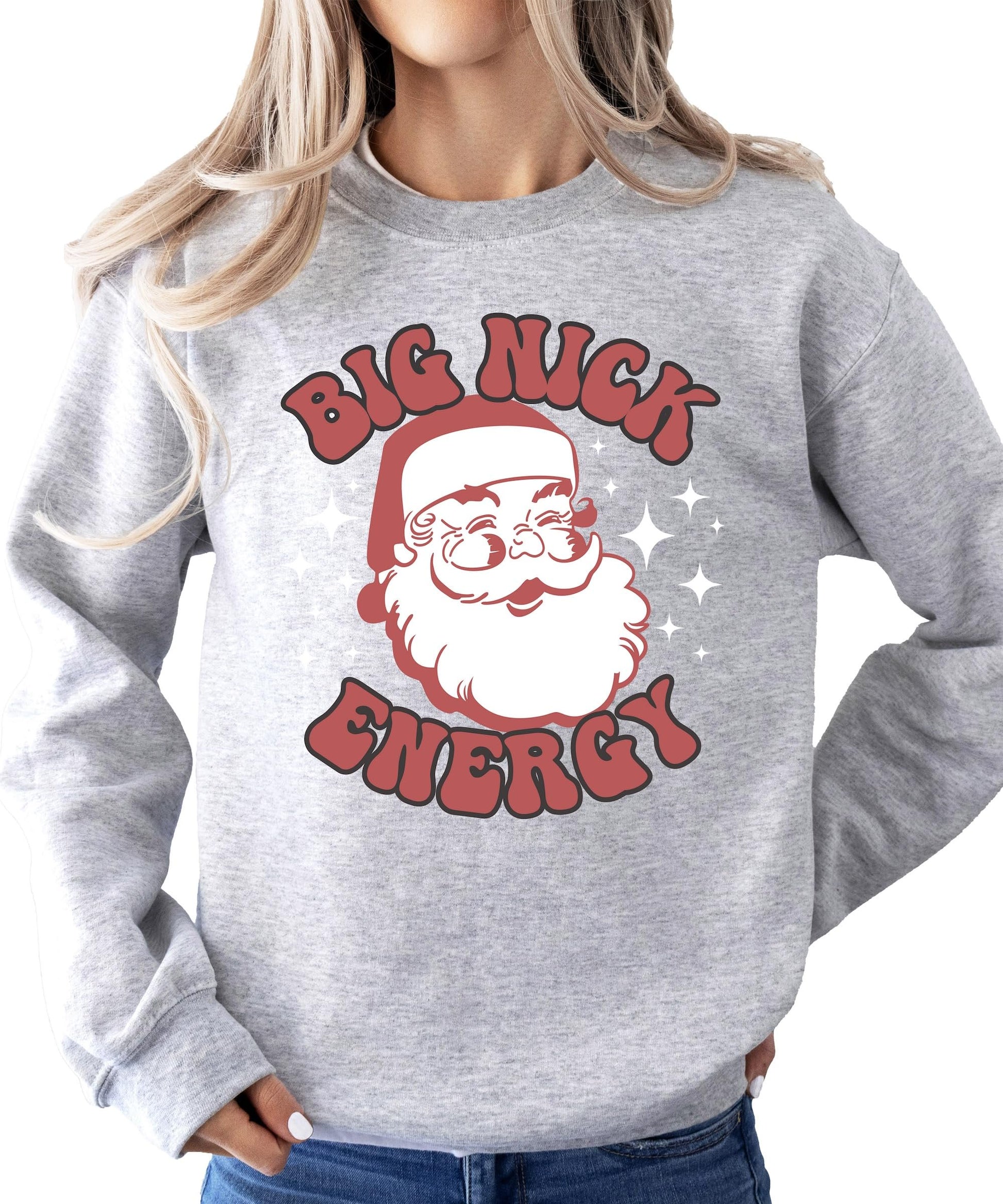 Lifestyle flat lay of Big Nick Energy holiday pullover sweatshirt in black