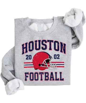 Vintage Houston 2002 Football Sweatshirt for Men Women and Kids Red and Blue Pullover White Sweatshirt Youth Medium