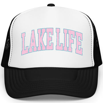 Lake Life Pink and Blue Women & Teens Classic 5 Panel Mesh Snap Back Foam Front Trucker Hat