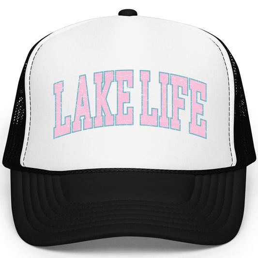 Lake Life Pink and Blue Women & Teens Classic 5 Panel Mesh Snap Back Foam Front Trucker Hat
