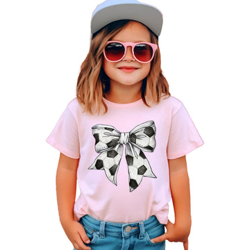 Soccer Bow Shirt for Girls and Toddlers Cute Girly Soccer Tee for Sporty Kids Pink Shirt Youth Small