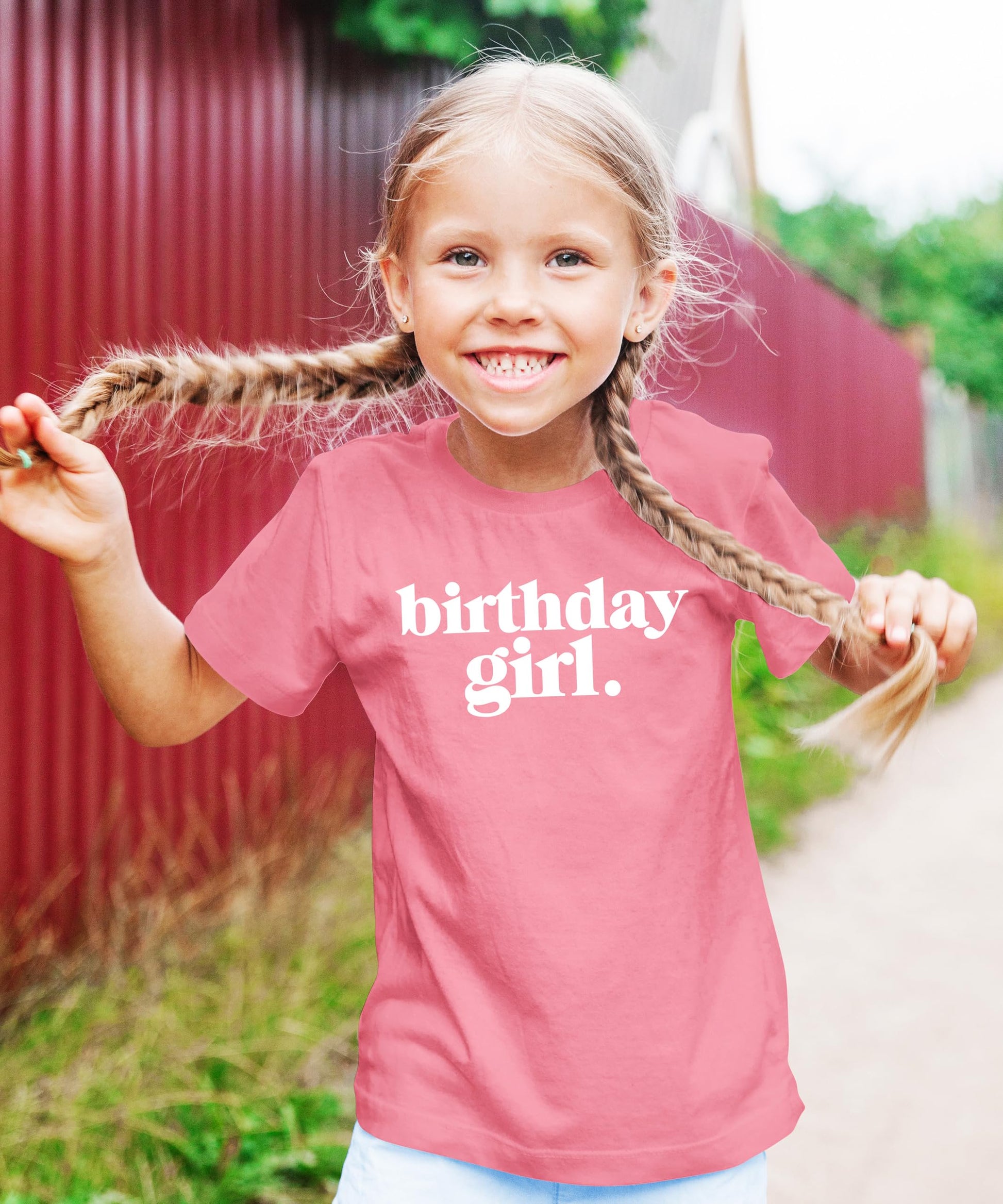 Youth girls purple birthday outfit shirt with crown and Birthday Girl Period slogan