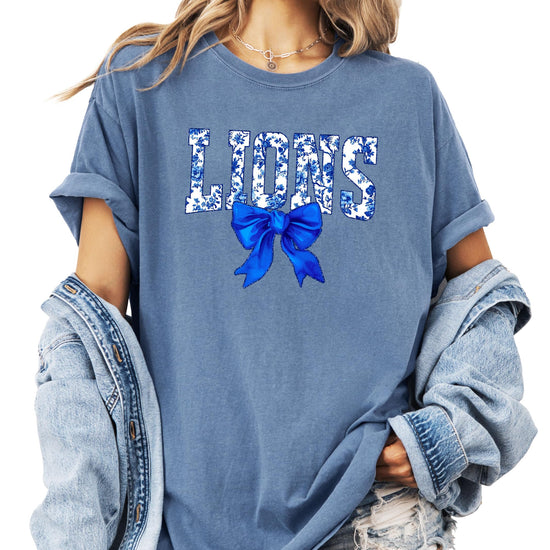 Back view of Lions floral shirt showing design placement