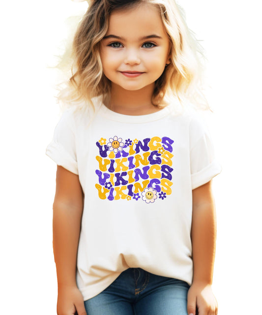 Trendy Vikings Sports Fan Shirt for Women, Teens & Kids Purple Team Pride Girly Outfit for Baby Natural Shirt Adult Medium
