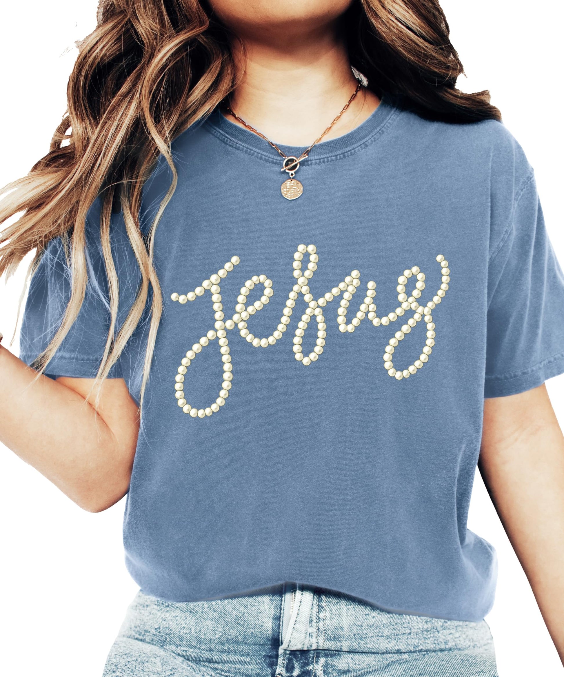 Front view of seafoam Christian faith graphic tee with Jesus script print