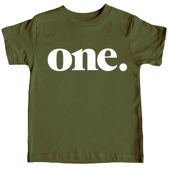 Close-up of Bold One graphic print in brown on natural birthday shirt