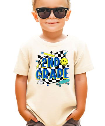Back to school boys t-shirt with bold retro skateboard artwork