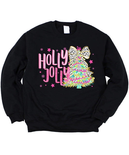 Holly Jolly Sweatshirt for Women Teens and Girls Colorful Christmas Tree Pullover