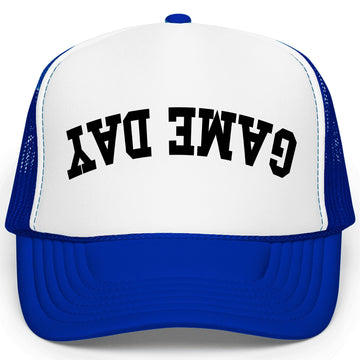 Upside Down Text Sports Game Day Unisex Trucker Hat Foam Front Classic 5 Panel Mesh Snapback