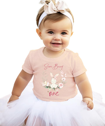 Some Bunny is One Shirt for Toddler Girls Floral Wreath 1st Birthday Easter Tee
