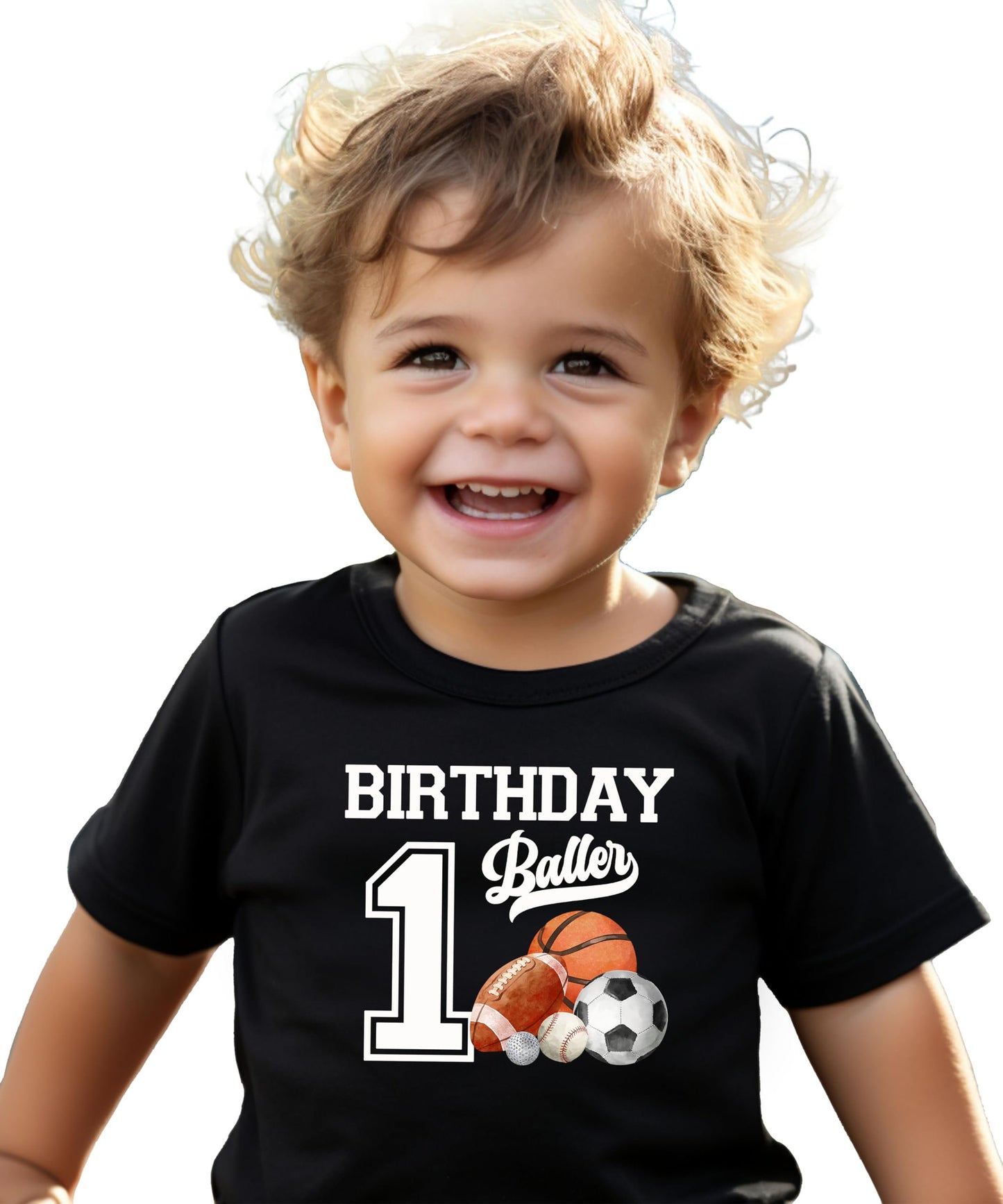 1st Birthday Baller Shirt for Boys Sports Theme Party T-Shirt for 1 Year Old