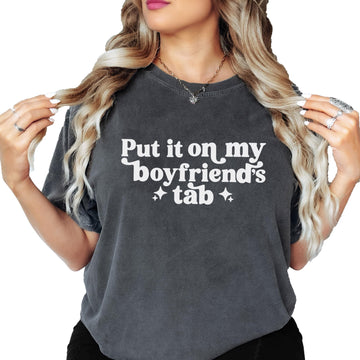 Side or back view of ivory funny graphic tee for women with bold printed saying