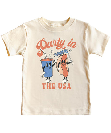 Party in The USA Funny Hotdog & Soda 4th of July Shirts for Kids & Adults