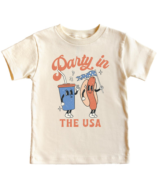 Party in The USA Funny Hotdog & Soda 4th of July Shirts for Kids & Adults