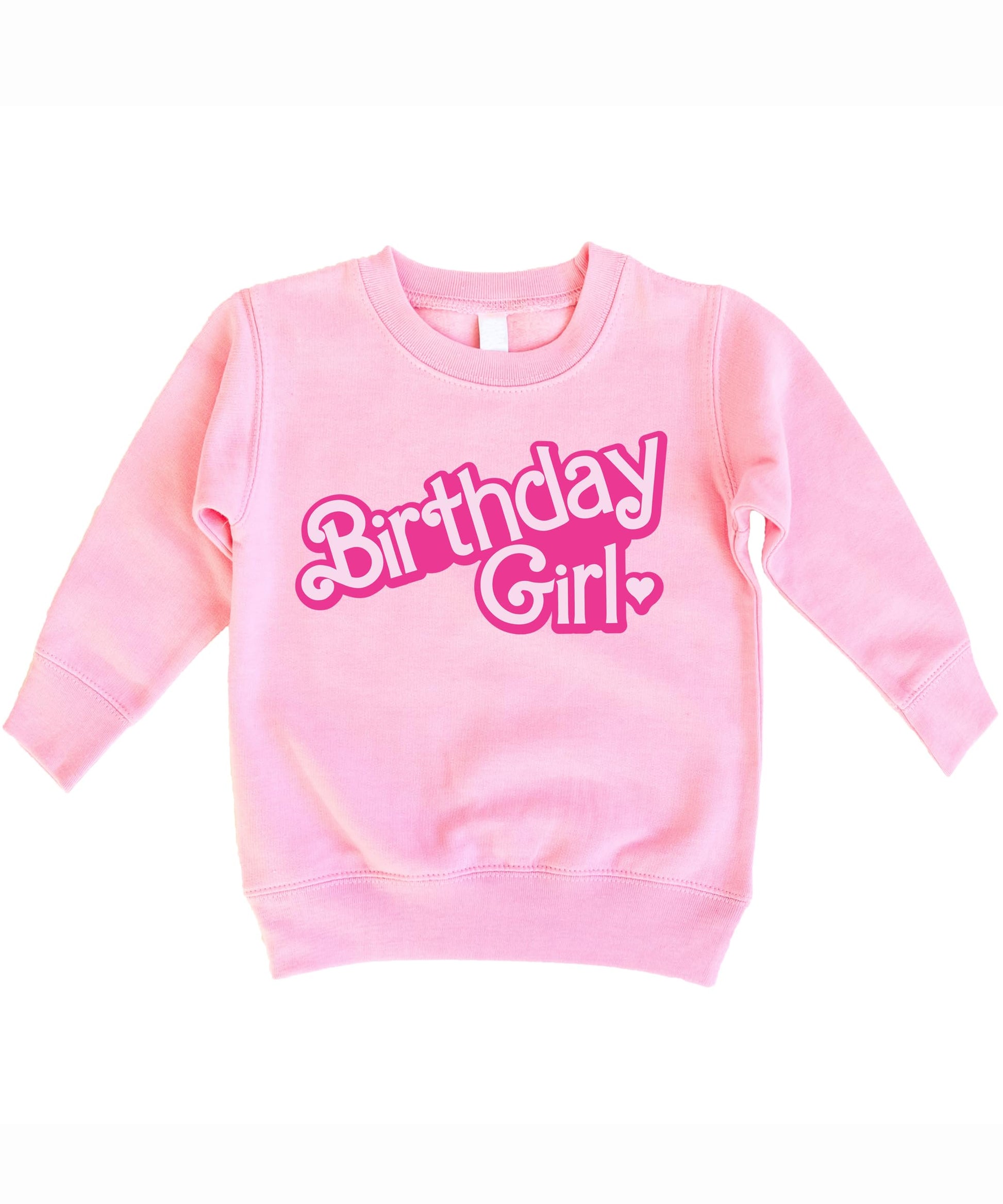 Pink Birthday Girl sweatshirt for toddler and youth girls with bold graphic print