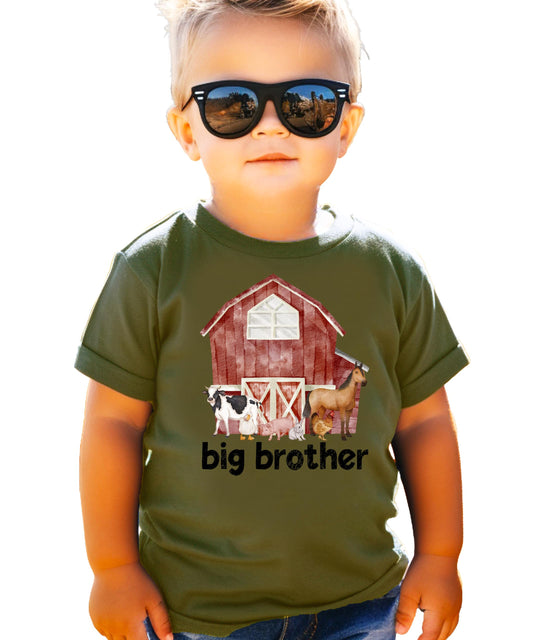 Big Brother Barn Farm Animals Shirt for Sibling Reveal Baby Announcement