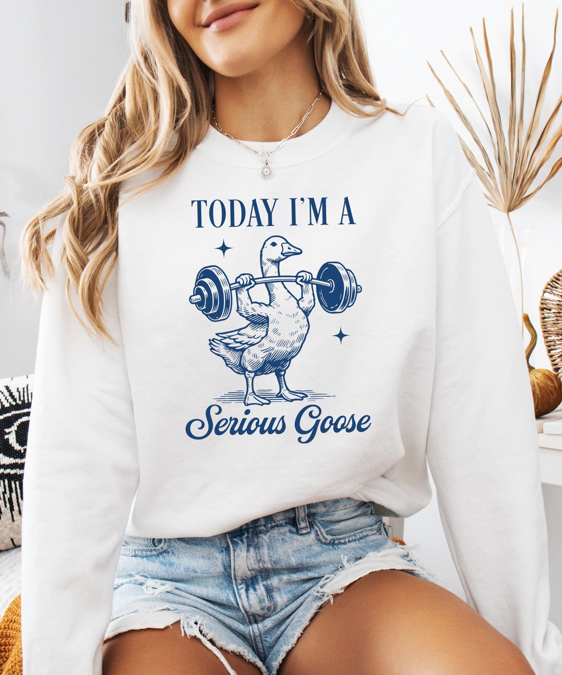 Funny crossfit sweatshirt with weightlifting goose design for men and women