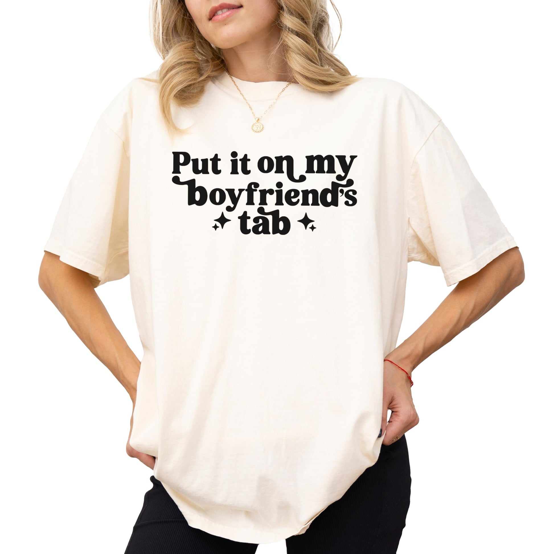 Front view of funny quote women's t-shirt in ivory, casual everyday style