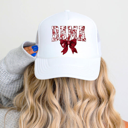 Trendy Floral Bama Bow Trucker Hat Classic 5 Panel Foam Front Mesh Snapback