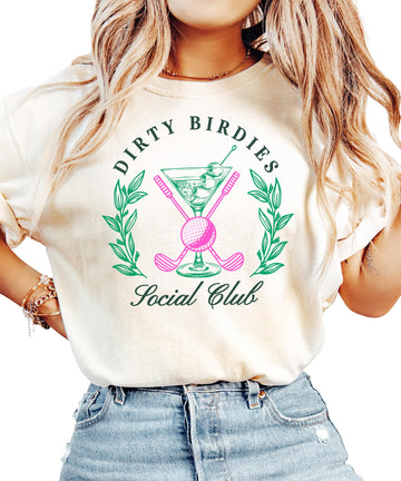 Funny Dirty Birdies Golf Shirt for Women Preppy Martini T-Shirt for Golfer