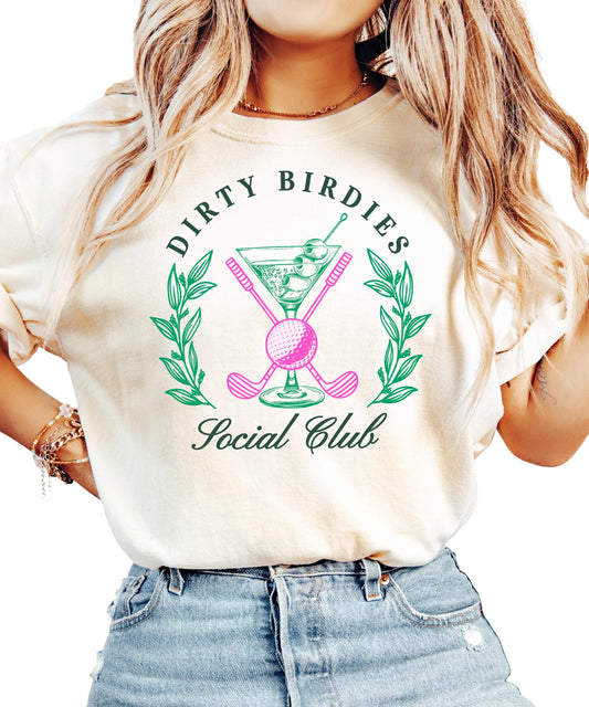 Funny Dirty Birdies Golf Shirt for Women Preppy Martini T-Shirt for Golfer