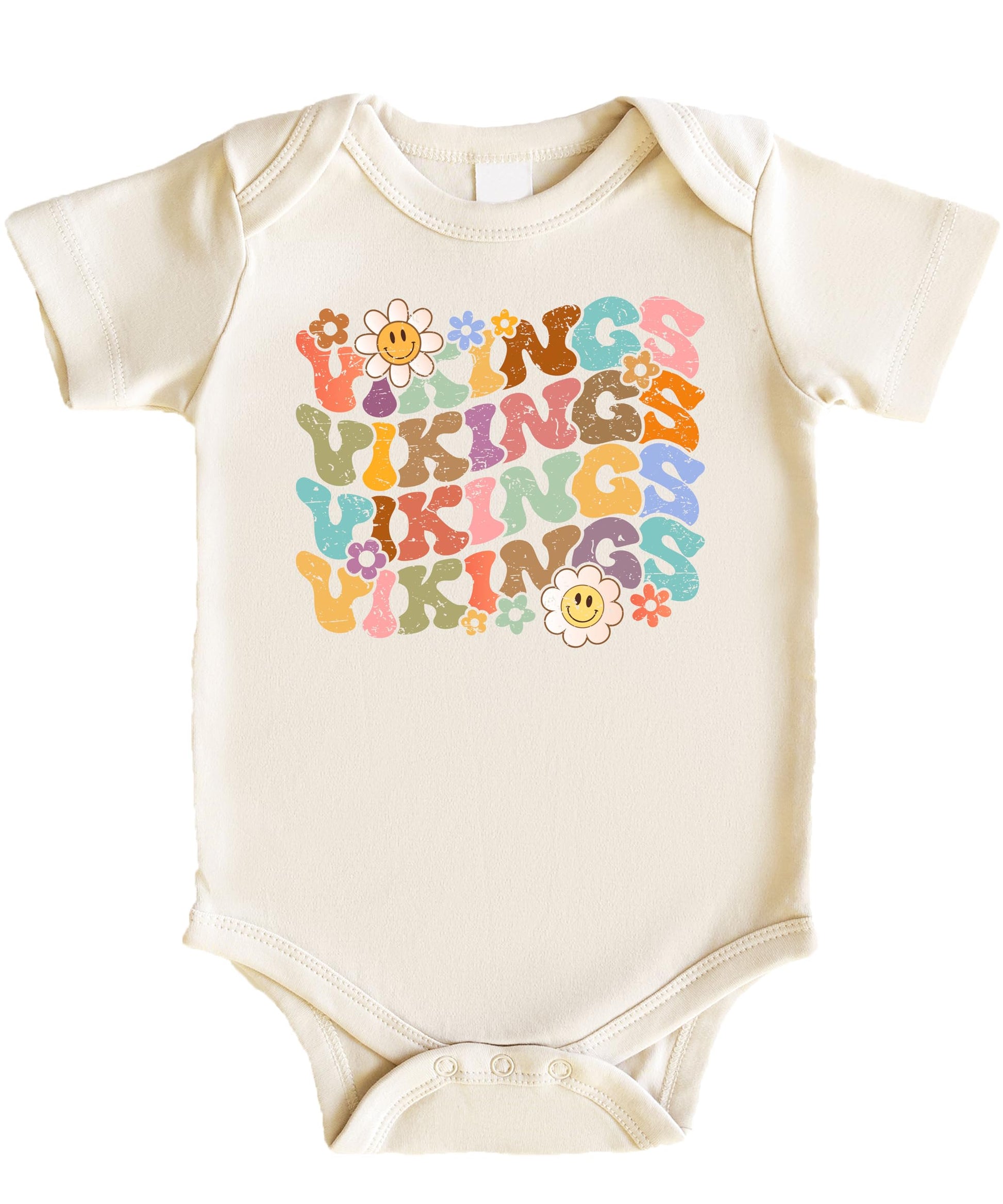 Family Vikings fan shirt collection showing multiple sizes from adult to toddler