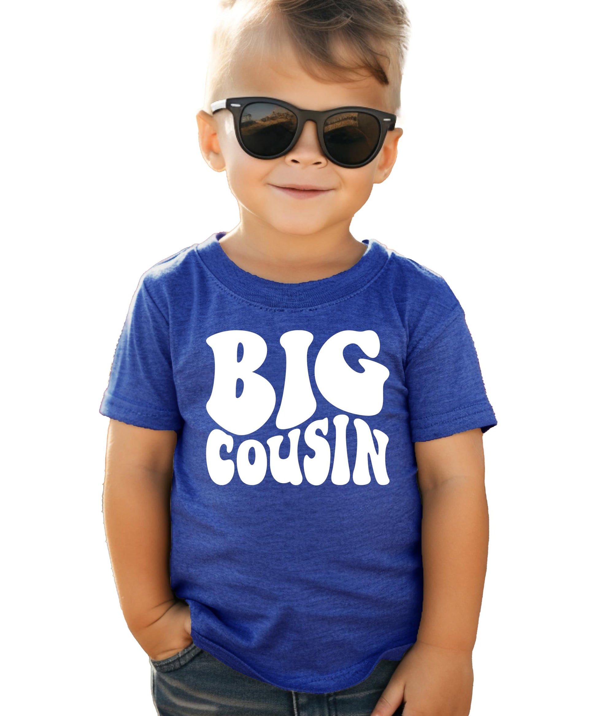Military green Big Cousin retro tee styled for family matching cousin outfits