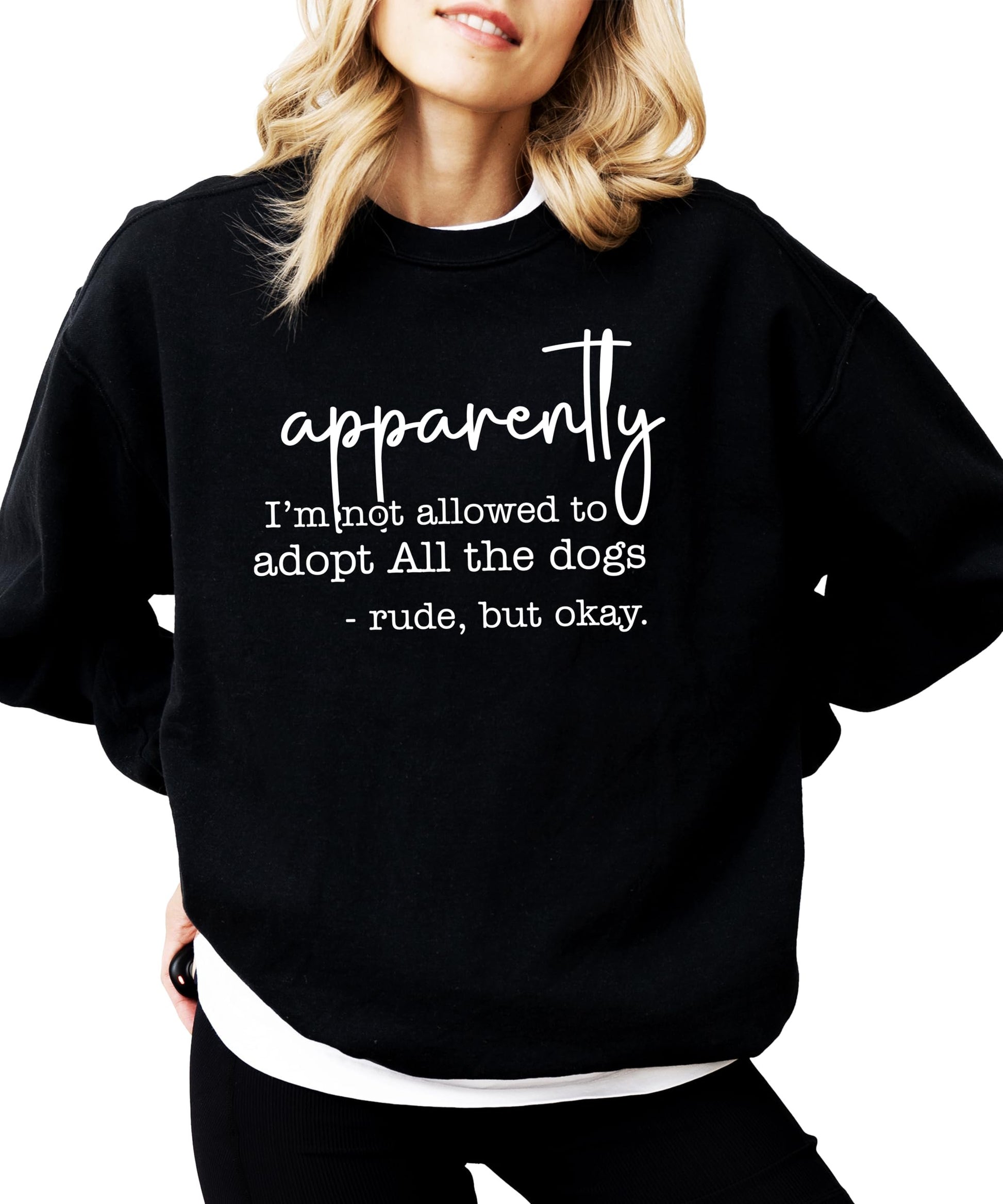 Detail shot of high-quality black text print on comfortable gray sweatshirt material