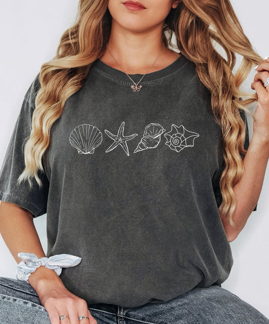 Coastal Seashell Shirt for Women & Teens Trendy Shell Tee for Summer