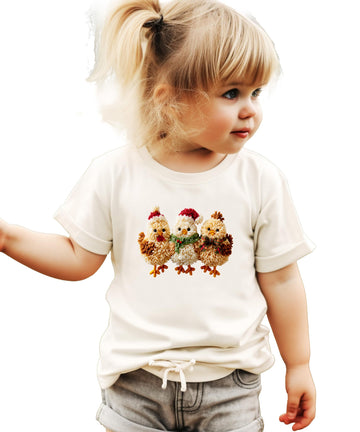 Ink Printed Image NOT a Yarn Patch - Baby Chicks Christmas Shirt for Kids and Adults Holiday Tee