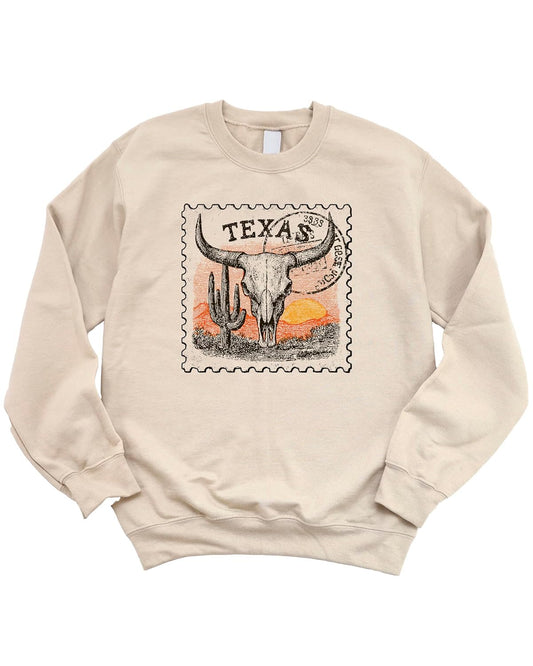 Olive Loves Apple Vintage Western Sweatshirt for Men Women & Teens Desert Steer Skull Cactus Texas Graphic Crewneck