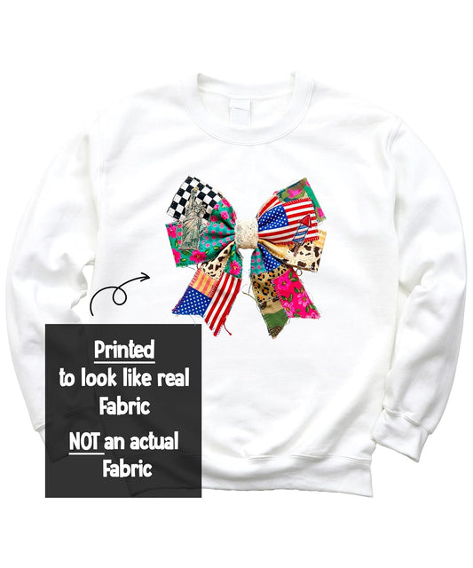 Patriotic Ribbon Bow Coquette Sweatshirt | Women & Girls