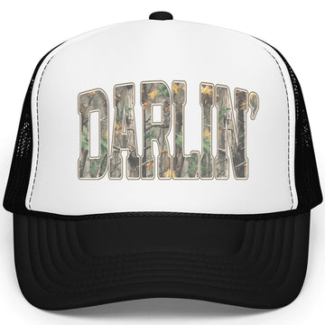 Country Camo Darlin' Trucker Hat Western Adult Foam Front Classic 5 Panel Mesh Snapback