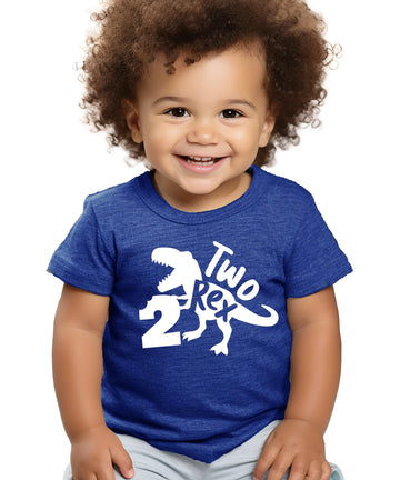 2Rex Second Birthday Shirt Toddler Boys 2nd Birthday Tee Party Outfit Vintage Royal Shirt 4T