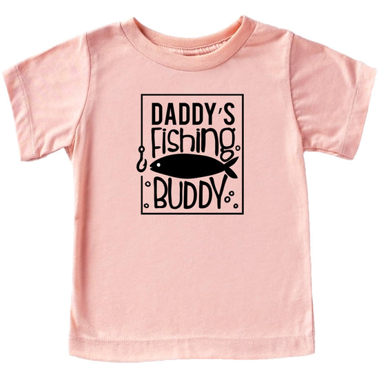 Daddy's Fishing Buddy baby and toddler shirt styled for a Father's Day gift photo
