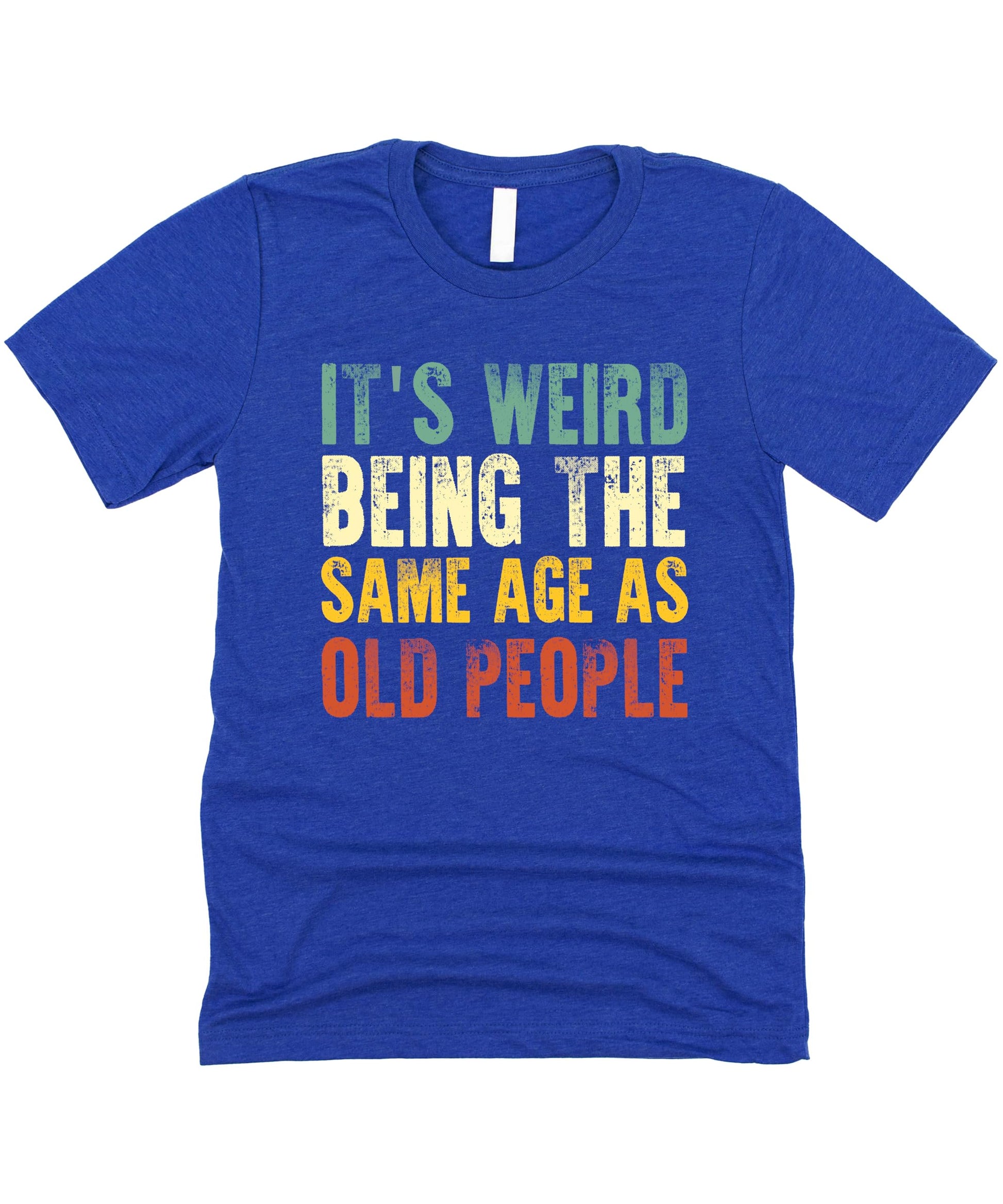Detail shot of high-quality screen print on dark gray men's humor graphic tee