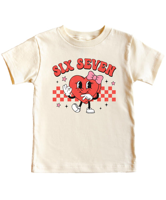 Six Seven Funny Valentine's Day Heart Kids Graphic Tee