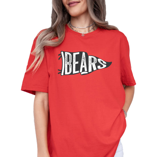 Bears unisex school team pride graphic t-shirt in red, front view