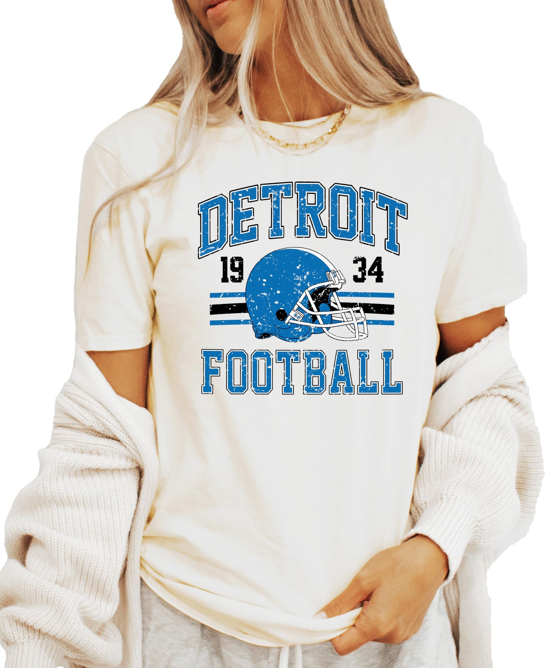 Back view of Detroit 1934 football shirt showing clean design and quality construction