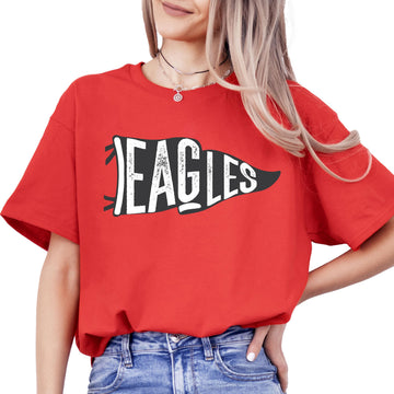 Vintage green Eagles flag school pride t-shirt worn by woman