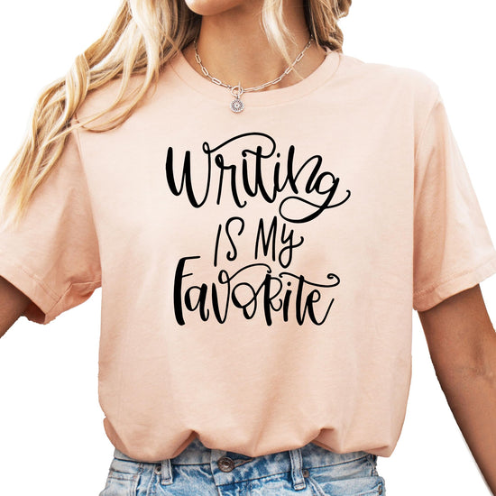 Writing is My Favorite tee styled with jeans and casual accessories