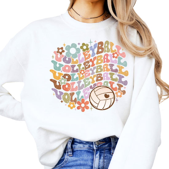 Back view of gray volleyball sweatshirt showing plain back design