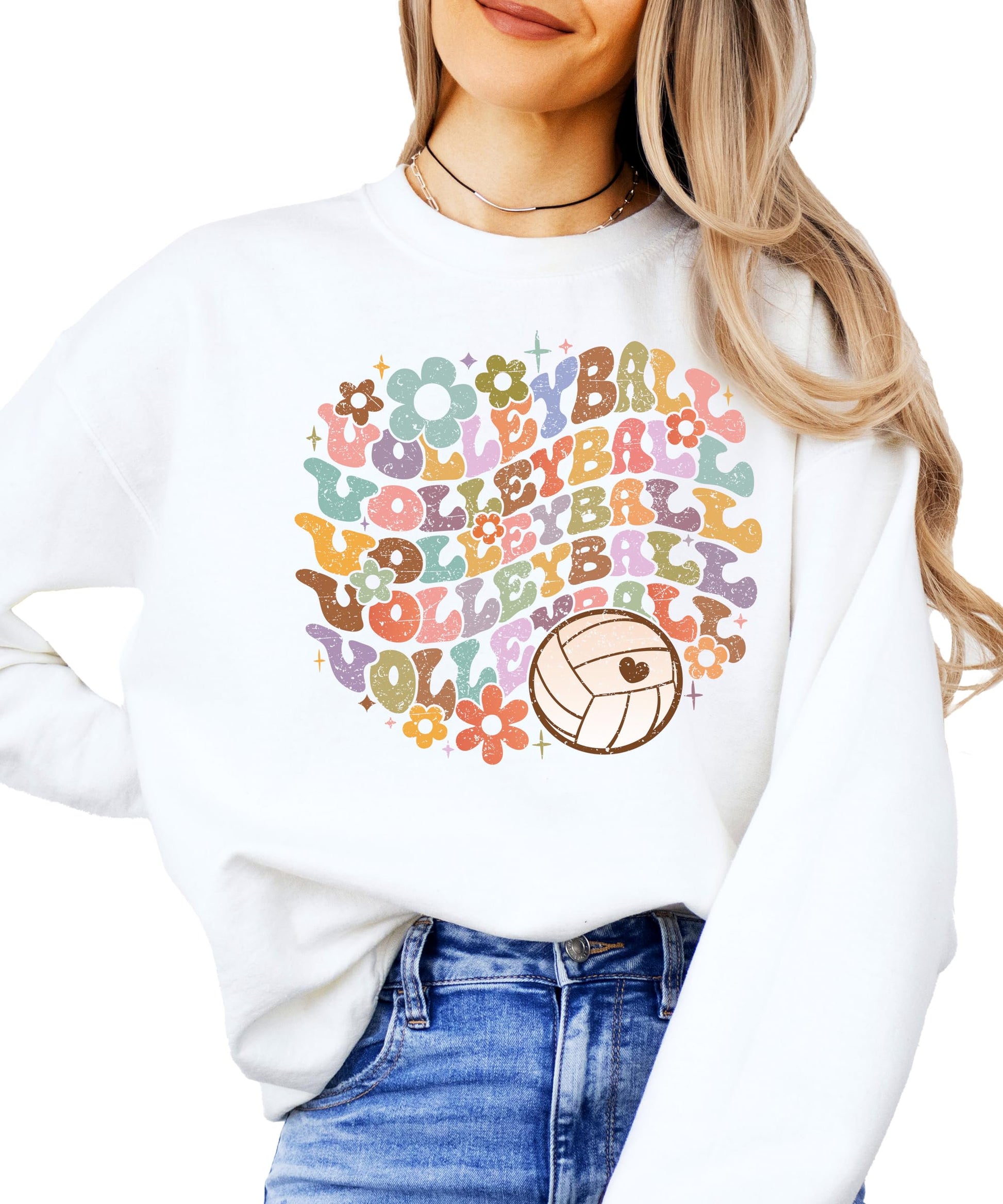 Back view of gray volleyball sweatshirt showing plain back design
