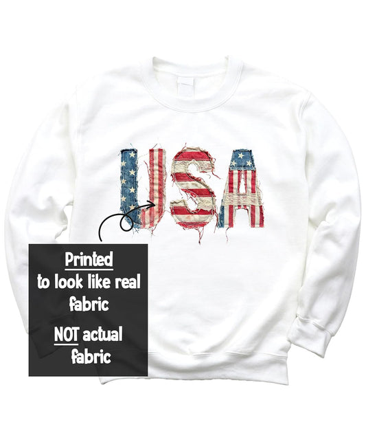 USA Distressed Flag Crewneck Sweatshirt | 4th of July Family Matching