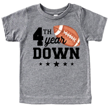 4th Year Down 4 Year Old Birthday Shirt Sports Theme Fourth Party Tee for Boys Granite Heather Shirt 5-6
