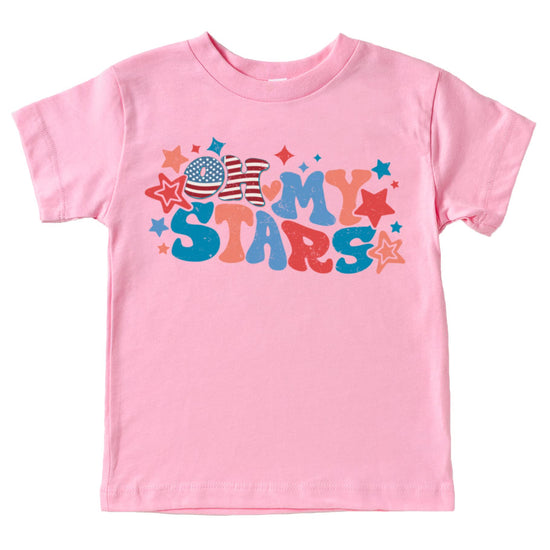 Front view of Oh My Stars Independence Day graphic tee for the whole family