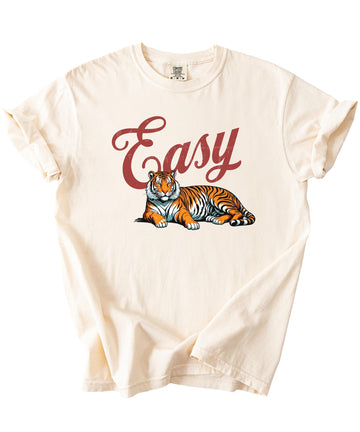 Retro Easy Tiger Shirt for Women and Men Trendy Vintage Unique Graphic Tee