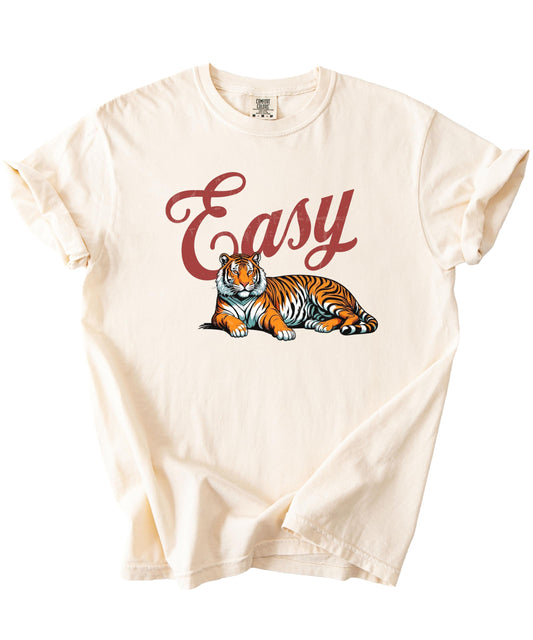 Retro Easy Tiger Shirt for Women and Men Trendy Vintage Unique Graphic Tee