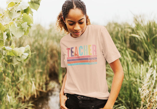 Inspirational Teacher Graphic Tee | Educator Colorful T-Shirt