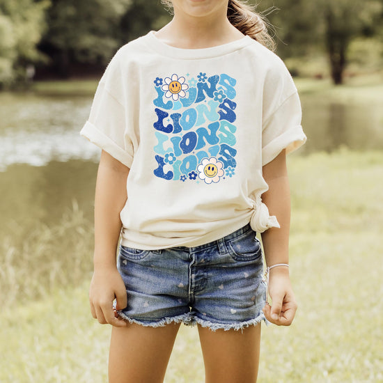Blue Lions team spirit shirt and baby bodysuit family matching set